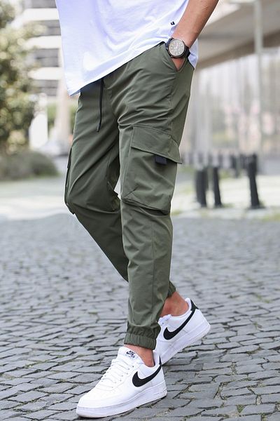 Madmext Ανδρικό παντελόνι Jogger Pocket Khaki Cargo 5461