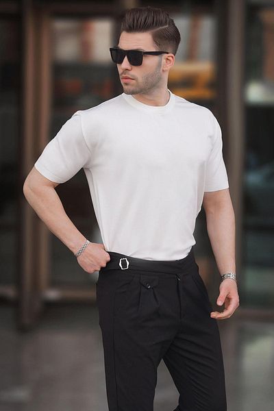 Madmext Ανδρικό μπλουζάκι White Crew Neck Basic 6883