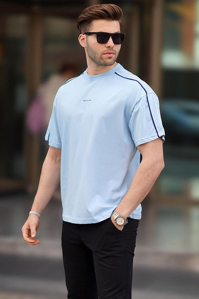 Madmext Μπλουζάκι Blue Oversize Crew Neck 7009