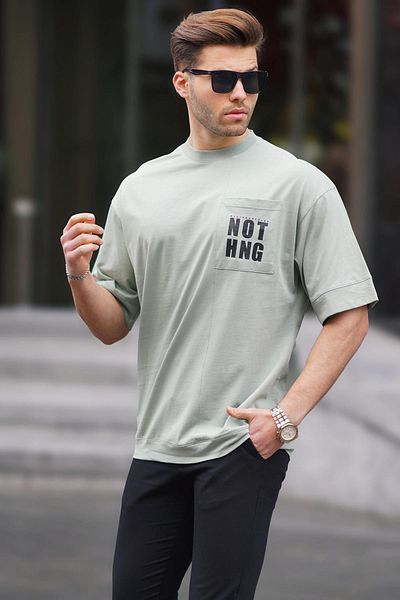 Madmext Μπλουζάκι Mint Green Oversize με λεπτομέρεια τσέπης 7008
