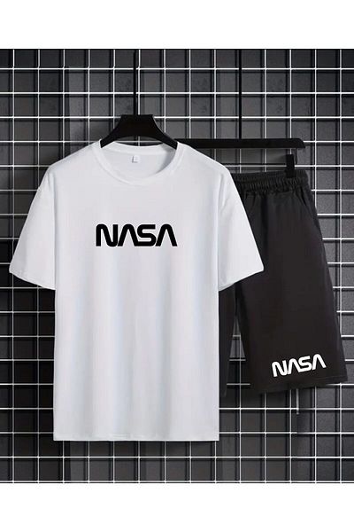 ADWAX White T-Shirt Black Shorts Naasa Suit