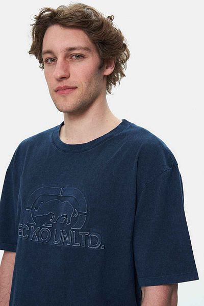 ECKO UNLTD Rochester Navy Blue Crew Neck Printed Standard Fit Men's Tshirt