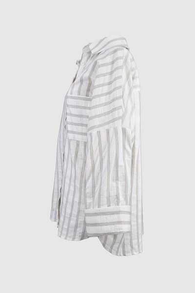 birizmoda Кафява раирана бяла риза