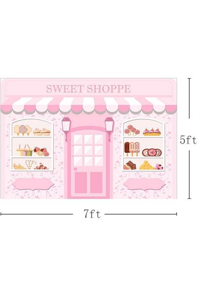 Aibiin photo backdrop, Sweet Shoppe model, polyester, multicolor, 210 x 150 cm