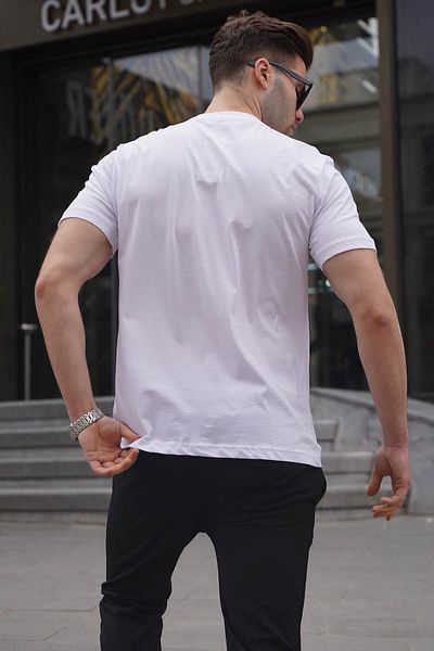Madmext Λευκό Ανδρικό T-Shirt Regular Fit με Patch Pocket 6102