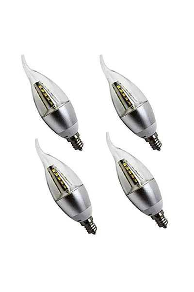 Generic مجموعة من 4 لمبات شموع LED من ماكس، 5 وات E14، 6500 كلفن أبيض بارد، طرف لهب شفاف، غير قابلة للتعتيم