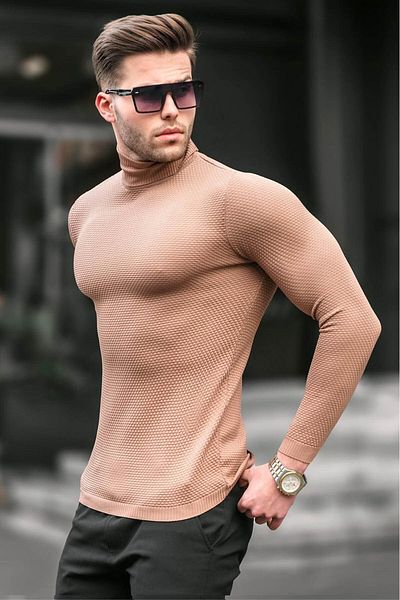 Madmext Kamelfarbener Rollkragenpullover für Herren 6306