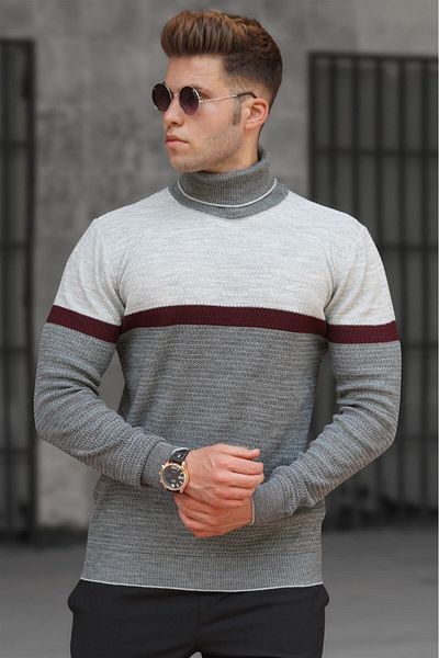 Madmext Grauer Rollkragenpullover 5149