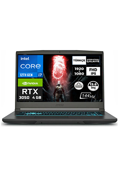 MSI THIN 15 i7-12650H 32GB 512GB SSD 4 GB RTX3050 144Hz 15.6" W11P Gaming Laptop B12UC-1479XTR 006