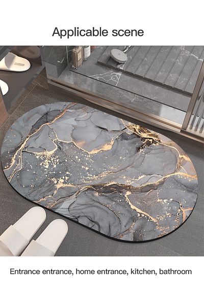 sharpdo Absorbent Mats Non-Slip Bathroom Floor Mats Marble Pattern Kitchen Floor Mats