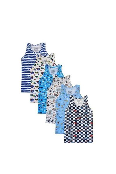 Tutku Gi̇yfest Passion 6 Pack Boy's Tank Tops with Colorful Patterns (Mixed Patterns)