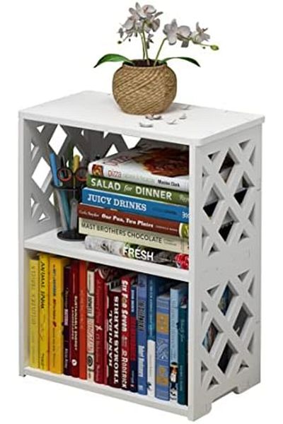 Generic 3-tier White Small Bookshelf With Open Storage For Bedroom, Living Room, Office Or Compact Spaces