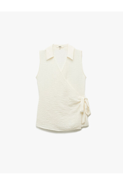 Koton Sleeveless Double Breasted Shirt with Side Tie Detail
