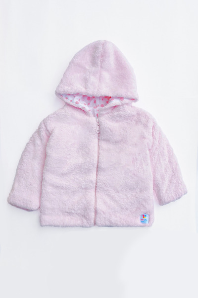 bshood X İpek Atlas Kız Bebek Pembe Peluş Ceket
