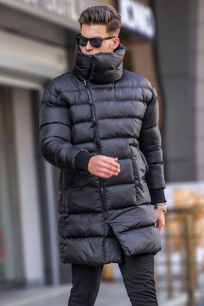 Madmext Černá dlouhá základní bunda Puffer Jacket 5777