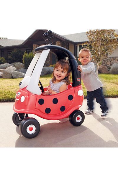 Little Tikes سيارة ليدي بيرد كوزي كوبيه للركوب - لعبة خارجية للأطفال الصغار بمقبض وأرضية قابلة للإزالة