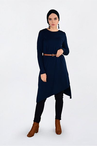 Alvina 4526 Model Asymmetrical Cut Knitwear Tunic