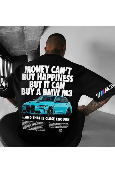 WEARTEX Oversize Unisex Bmw M3 Printed T-Shirt