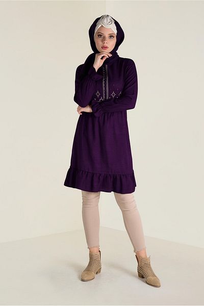 Alvina Buttoned Embroidered Tunic - 4665