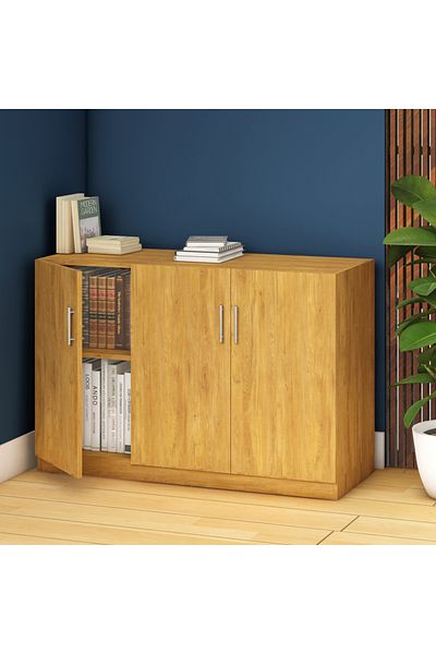 Mahmayi Modern 3 Door Credenza, Versatile Storage Solution with 2 Shelves