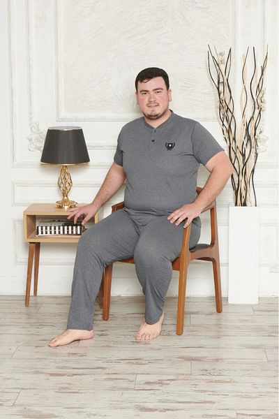 Pyjama Familya طقم بيجامة رجالي مقاس كبير بأكمام قصيرة