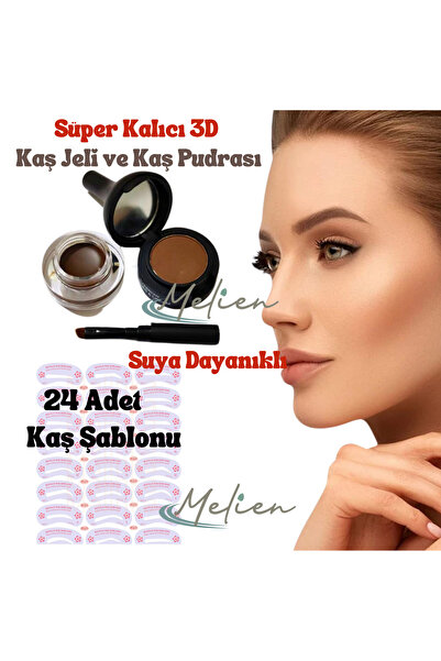 Melien Süper Kalıcı 3D Suya Dayanıklı Doğal Kaş Boyası (Jeli-Pudrası) ve Sihi...