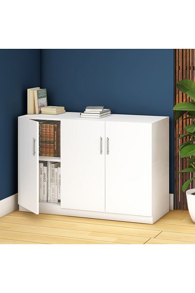 Mahmayi Modern 3 Door Credenza, Versatile Storage Solution with 2 Shelves