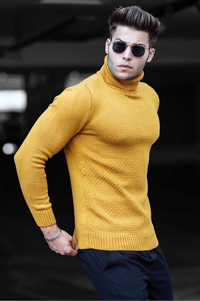 Madmext Senfgelber Rollkragenpullover 4659