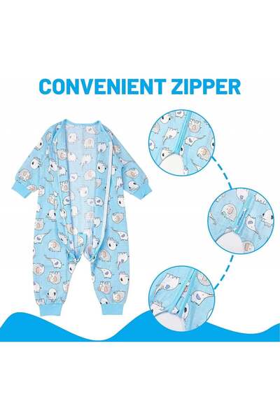 minizone Costum de dormit bebelus, bumbac, alb/albastru, 2-3 ani