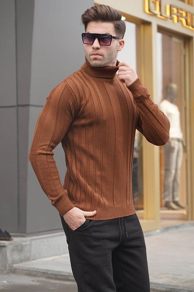 Madmext Kamelfarbener Rollkragenpullover 5764