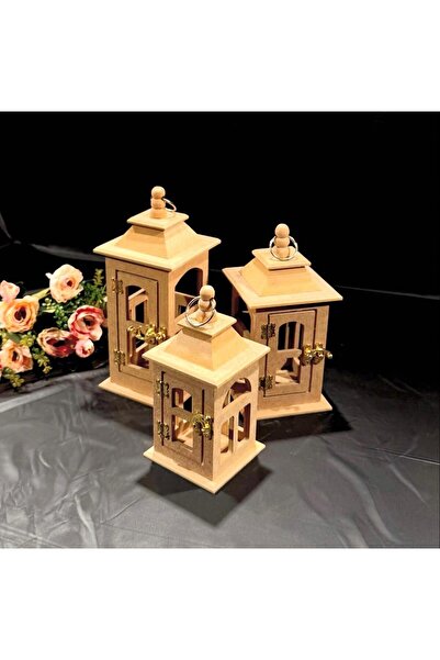 tahtavibe Ahşap Hediyelik Eşya El İşi Boyamaya uygundur Şamdan Mumluk 3lü Set...