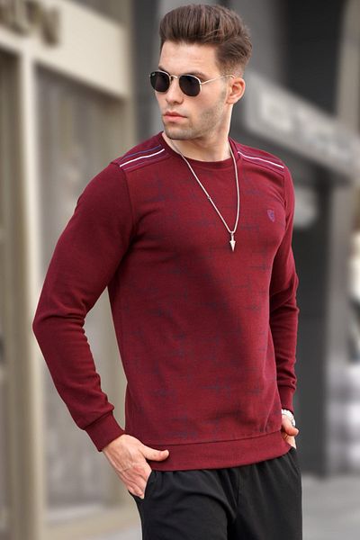 Madmext Pulover tricotat cu model roșu Claret 5968
