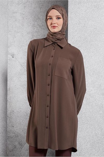 Alvina 45073 Μοντέλο πουκάμισο γιακά Hijab Τουνίκ