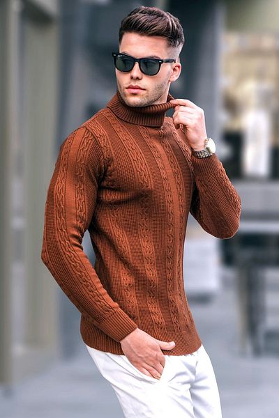 Madmext Rollkragenpullover mit Kamelmuster 5769