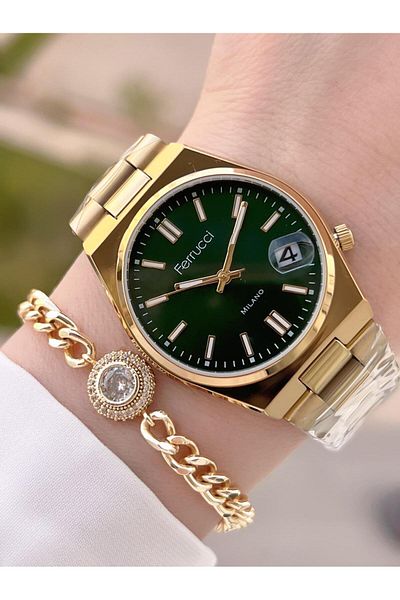 Ferrucci Steel Cord Blackening Color Does Not Throw 2 Years Guarantee Women Wrist Watch+Bracelet F.03450.09