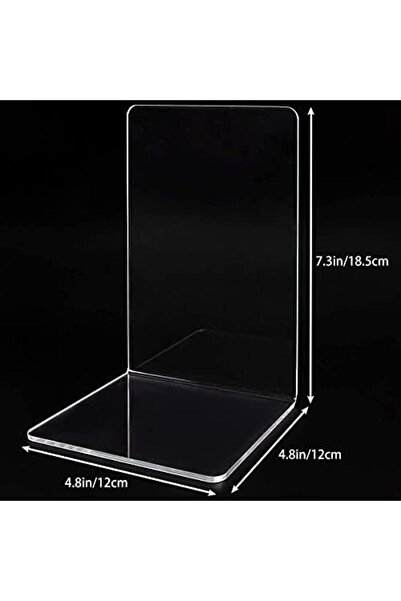Generic Set Of 8 Clear Acrylic Heavy Duty Bookends For Shelves, Office, Library – 7.3" X 4.8" X 4.8"
