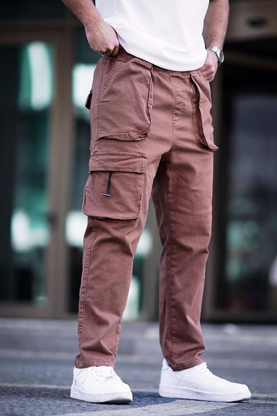 Madmext Braune Cargohose mit Tasche für Herren 6886
