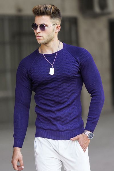 Madmext Navy Blue Men's Sweater 5187