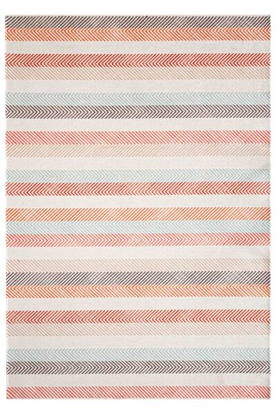 Serente Home Stripe Patterned Washable Non-Slip Base Chenille Cream Tile Kitchen Carpet 4154