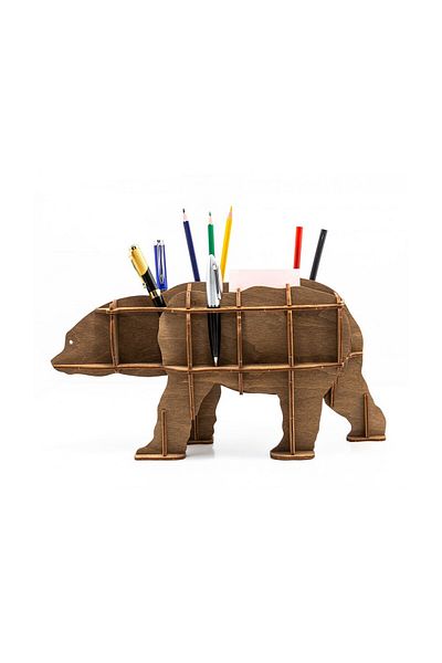 ROKR 3D Puzzle, Brown Bear Desk Organizer, EWA, Wood, 26 Pieces