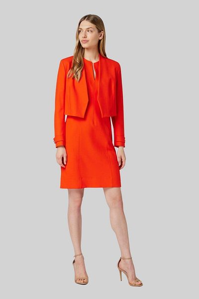 BOSS Women's Regular Fit Blazer Jacket with Striped Sleeves Orange