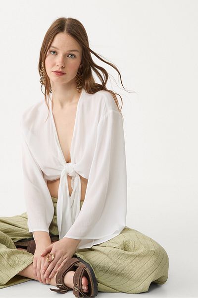 Stradivarius Flowing blouse with knot detail