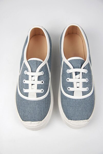 Gökhan Talay Lona Kadın Kot Beyaz Taban Bağcıklı Sneakers