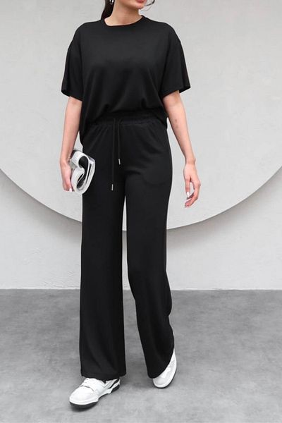ruNadeS Women's Trend Short Sleeve Palazzo Summer Suit