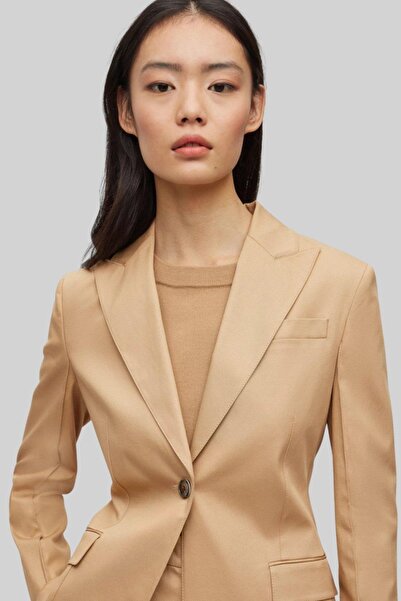 BOSS Kadın Slim Fit Klasik Yaka Blazer Ceket Bej