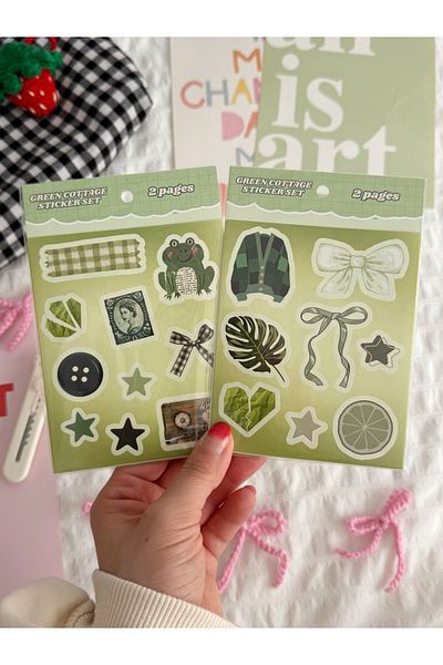 Planet Butik Green Cottage Sheet 2 Piece Sheet Sticker