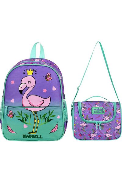GENC DIJITAL BASKI Geanta pentru grădiniță FLAMINGO, cutie de prânz și cutie de creion
