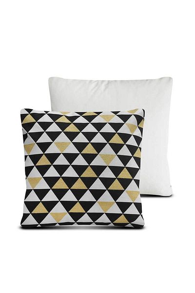 Homelux Easy Decorative Pillow, 100% Cotton, Diamond Print, 40X40 Cm, Black/White/Yellow