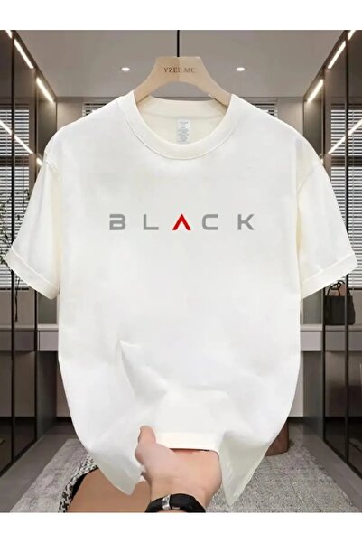 EYAX MODA Erkek Black Baskılı Rahat Kesim Bisiklet Yaka T-shirt