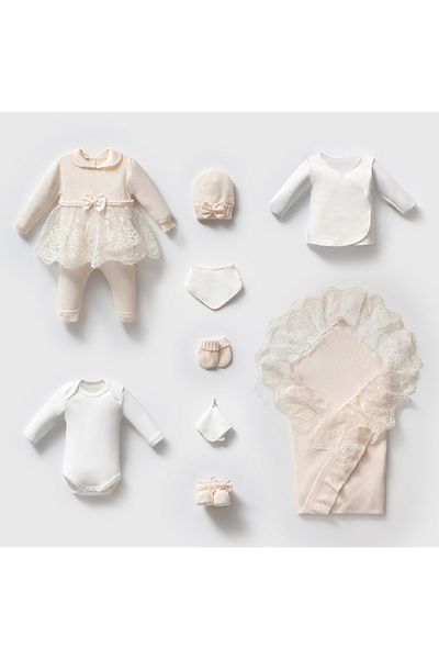 Nipperland 100% Organic Cotton Knitwear Lace Set of 10 0-3Months Newborn Hospital Release